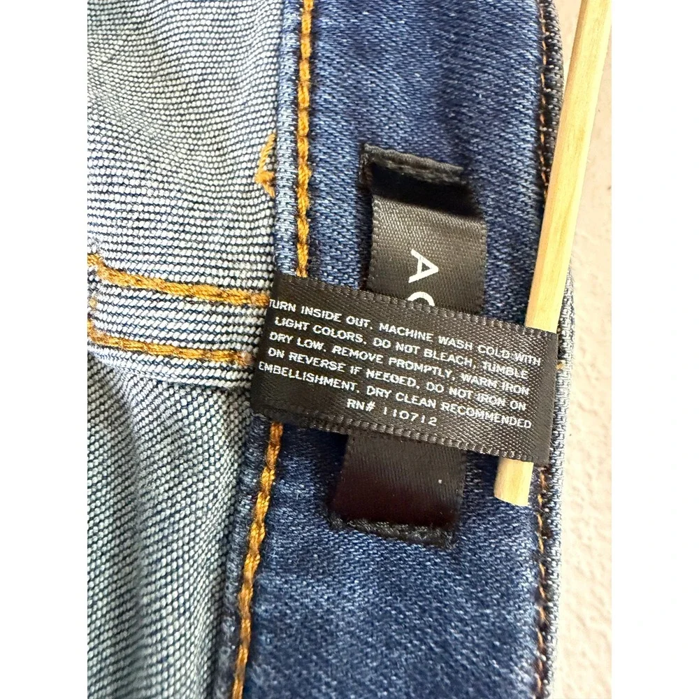 AQUA Cargo Utility Straight Leg Jeans Size 24 Raw Hem High Rise Stretch Denim